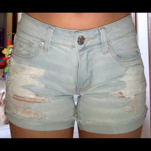 American eagle light wash midi shorts